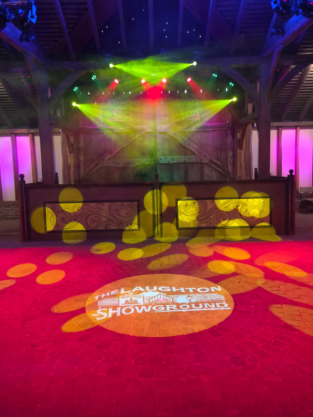 Stage and gobo lighting at The Laughton Showground, East Sussex